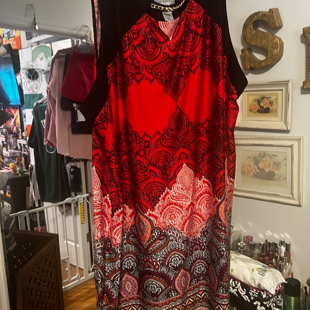 Red and Black Sleeveless Dress